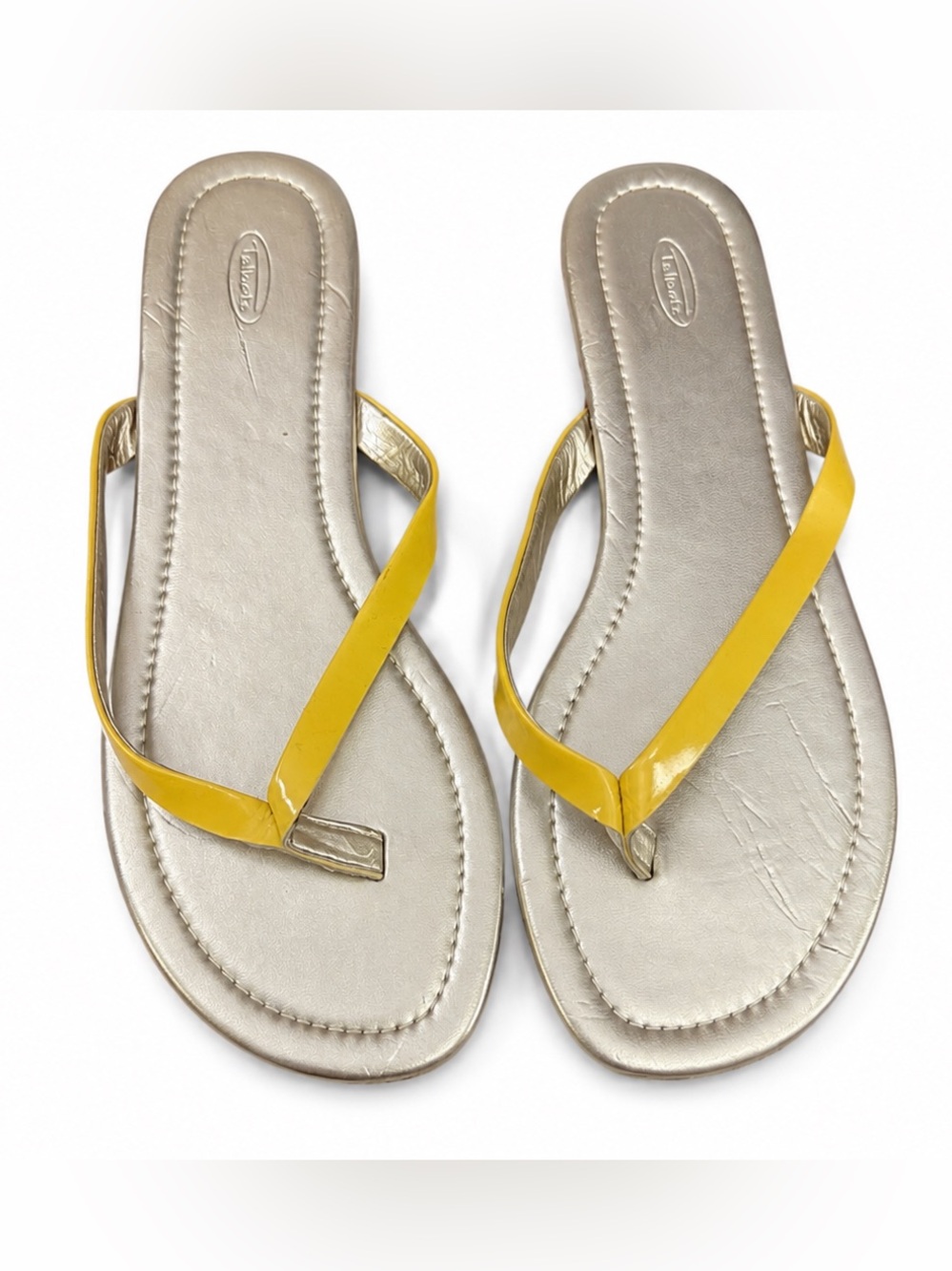 Talbots Metallic Gold & Yellow Flip Flop Sandals Women’s Size 9 Cool Girl